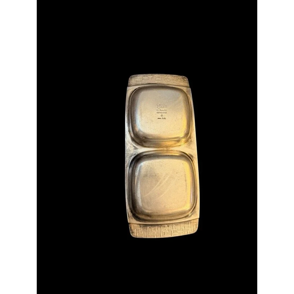 Vintage TWA Oneida Sambonet Italy Silver-Plated Double Dish Airline Snack Tray